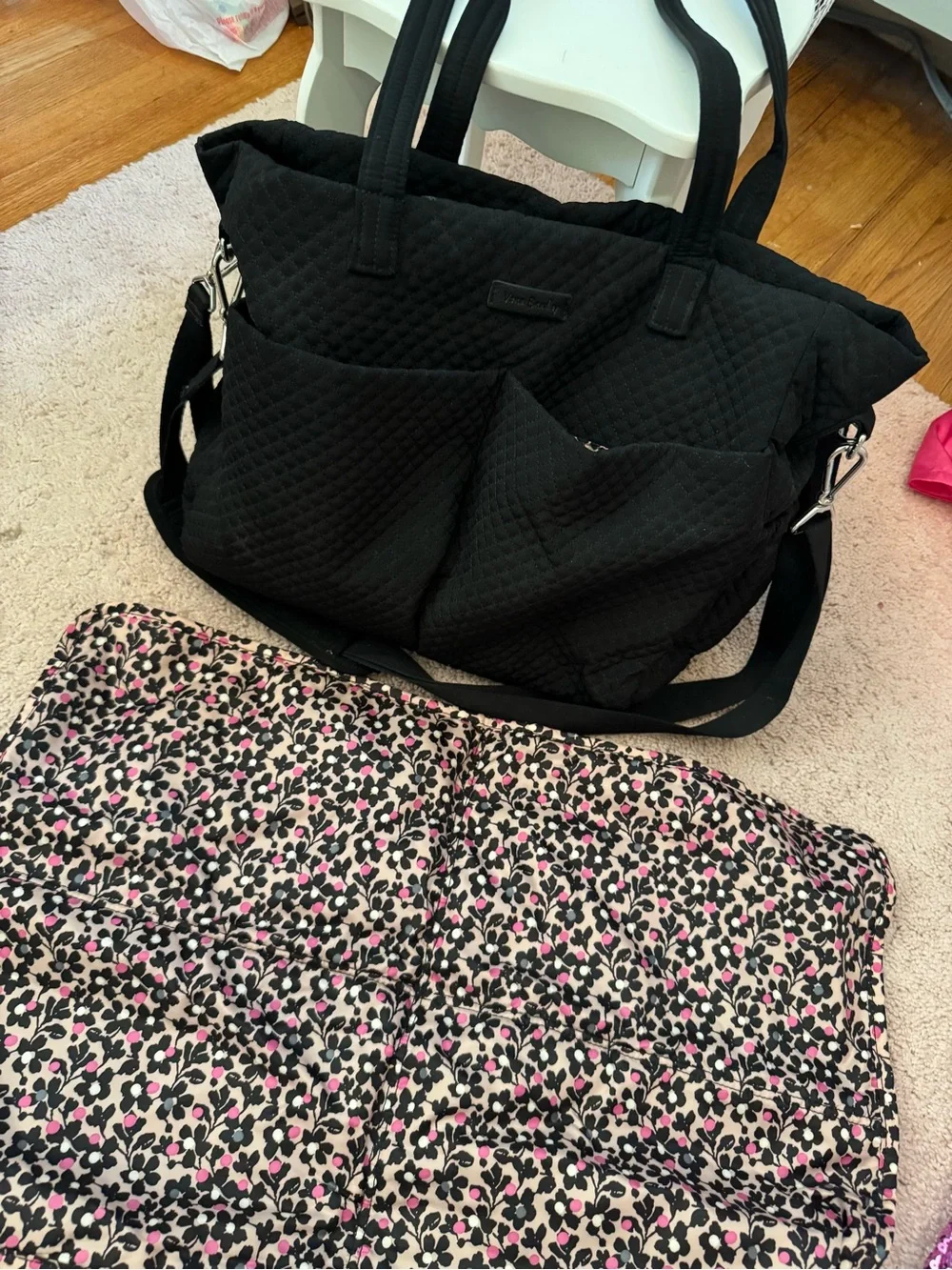 Vera Bradley Black Quilted Shoulder Baby Bag